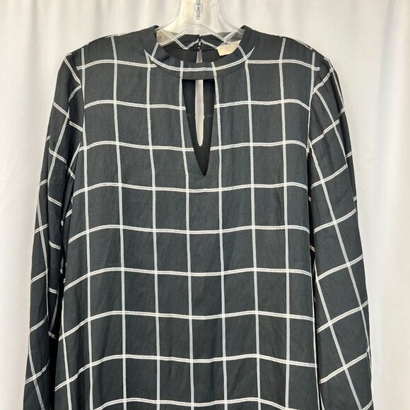 Loft Womens Multicolor Plaid Choker Neck Long Sleeve Shift Dress Size Medium New - Picture 3 of 11